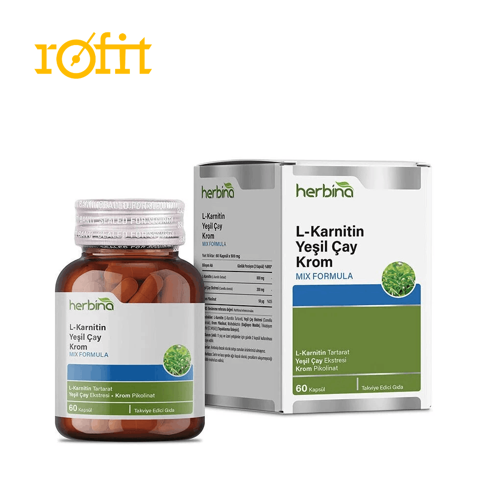 herbina-l-carnitine-green-tea خرید Herbina L-Karnitin Yeşil Çay Krom حاوی 800 میلی گرم ال کارنیتین