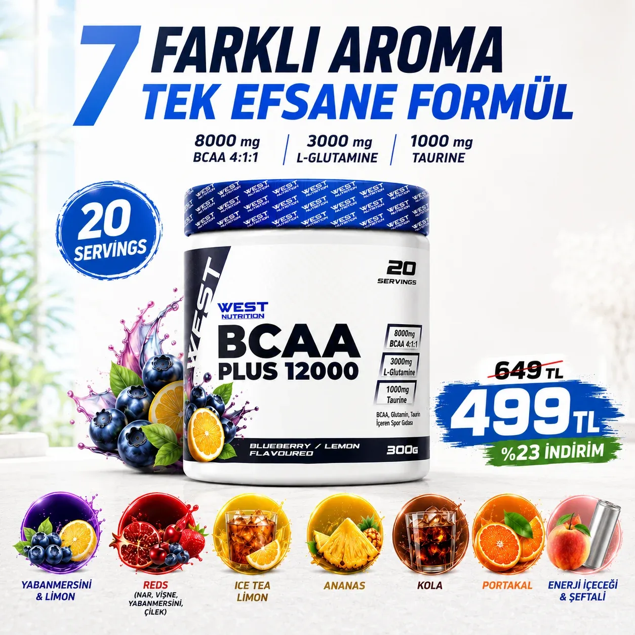 west-nutrition-bcaa-plus-12000-300g پودر BCAA Plus 12000 وست نوتریشن 300 گرم